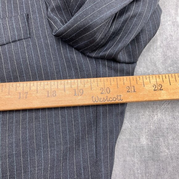Jos A Bank Suit Men 40S/32Wx28L Gray Blue Pinstripe Signature Gordon Cuff Wool - Picture 4 of 16
